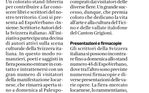 Rassegna stampa EspoVerbano: Cdt 8 Novembre 2024