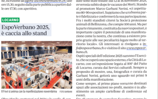 Rassegna stampa EspoVerbano: La Regione,10 aprile 2025