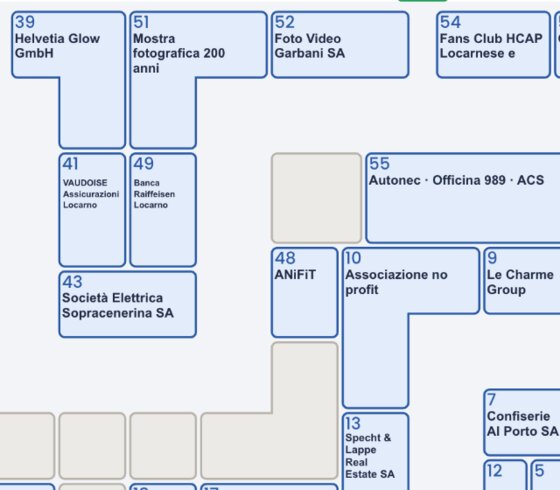 La piantina interattiva degli stand di EspoVerbano 2026, con la ricerca per espositore